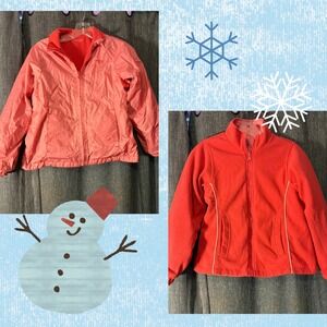 OshKosh B'gosh Reversible Zippered Jacket‎ Pink Fleece Windbreaker (Girls 10)